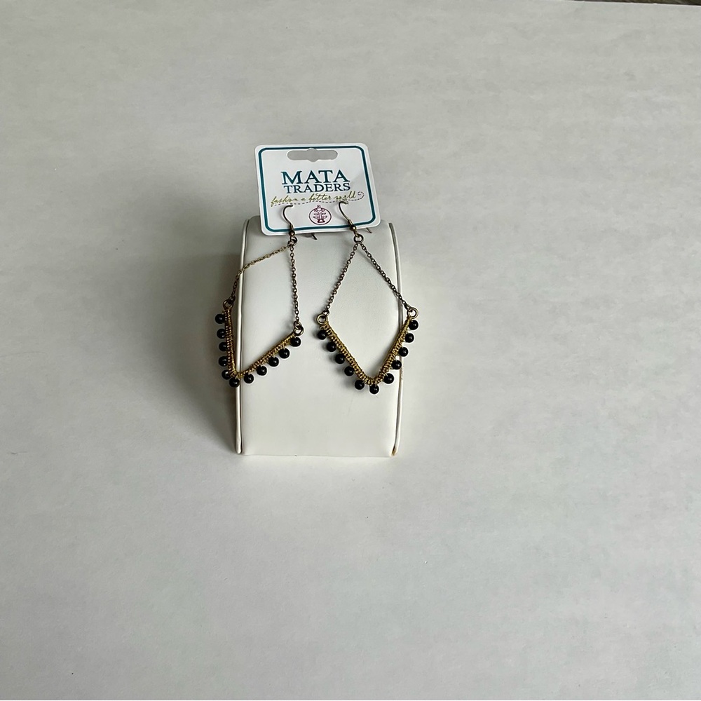 Mata Traders Gold and Black Earrings